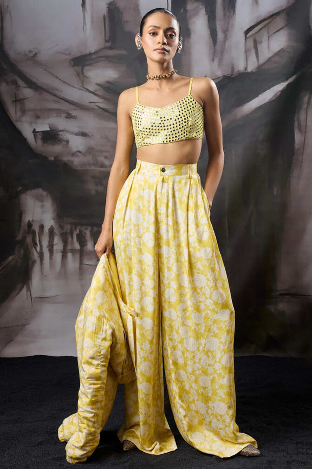 Buy Yellow High Waist Wide Bottoms for women by ADK online available at scrollnshops