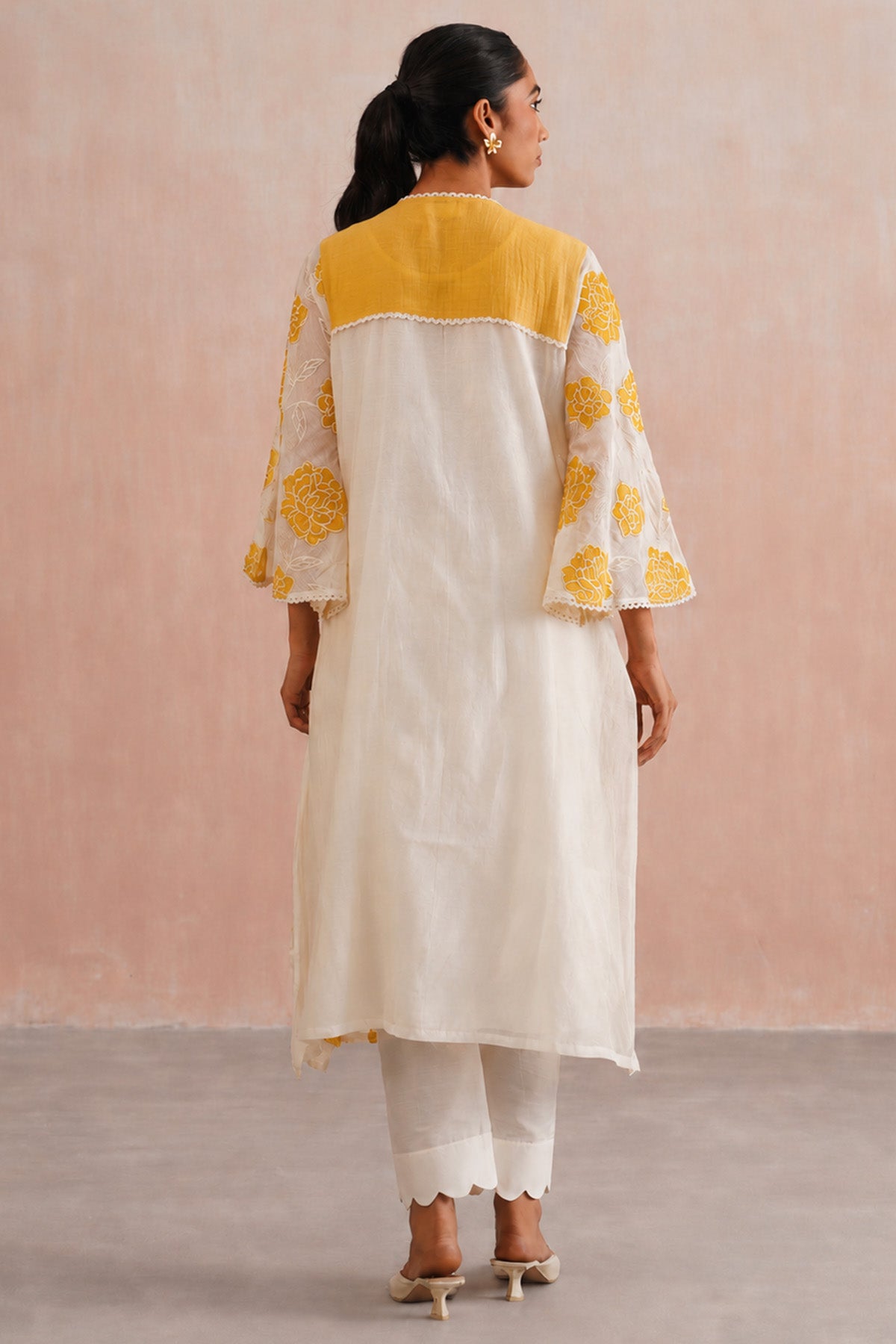 Yellow & Ivory Pearl Kurta Set