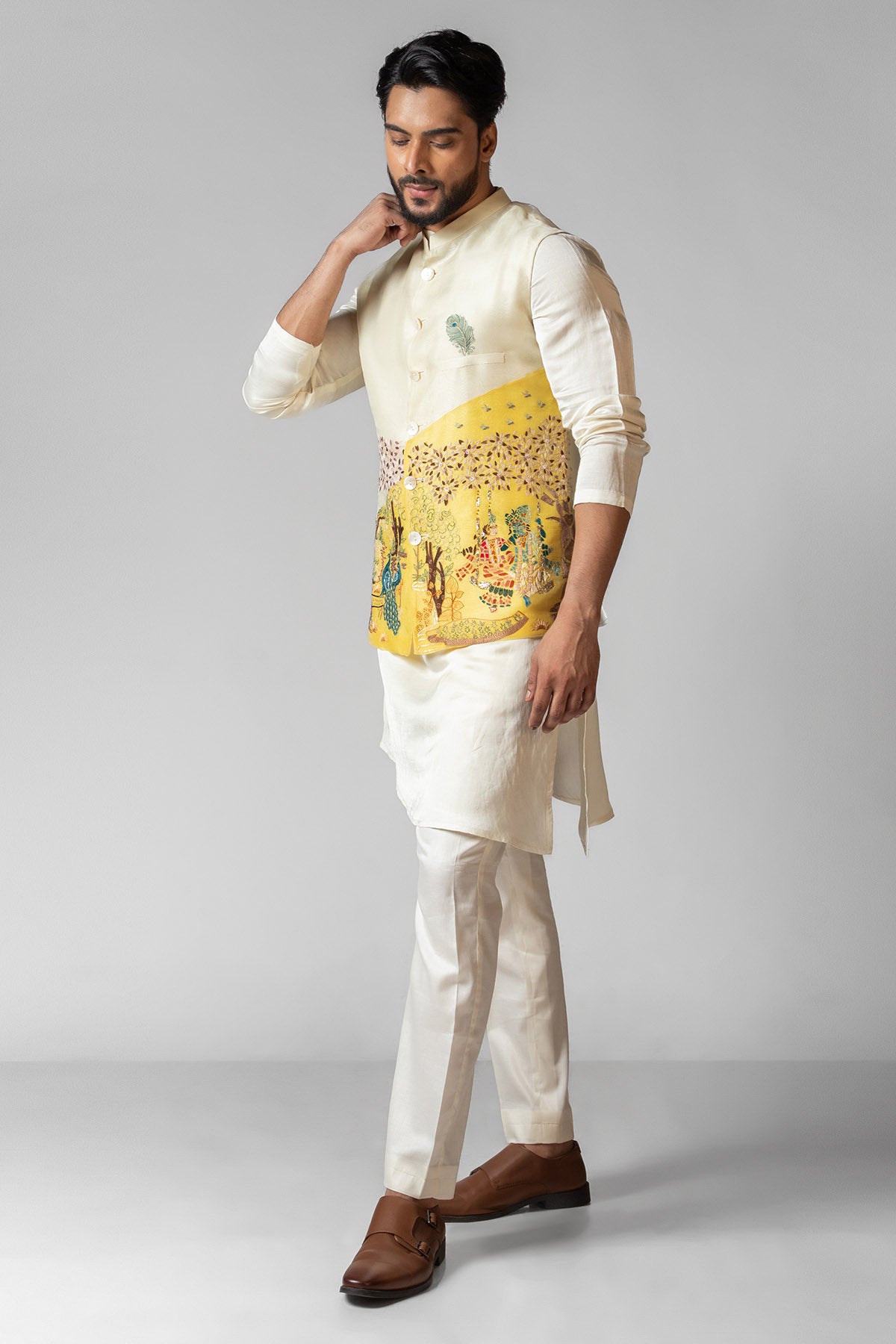Yellow Ivory Sequins Kurta Set