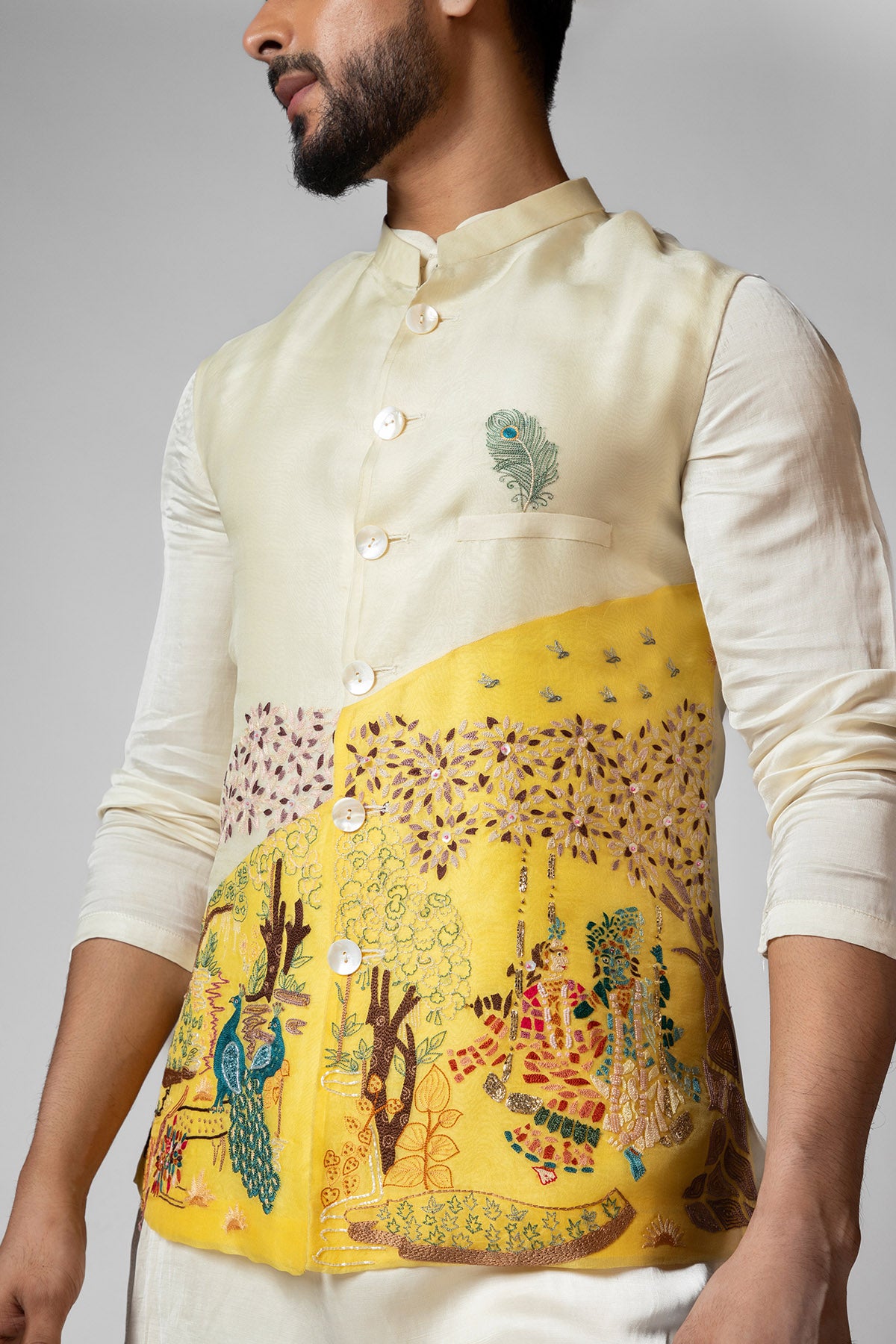 Yellow Ivory Sequins Kurta Set