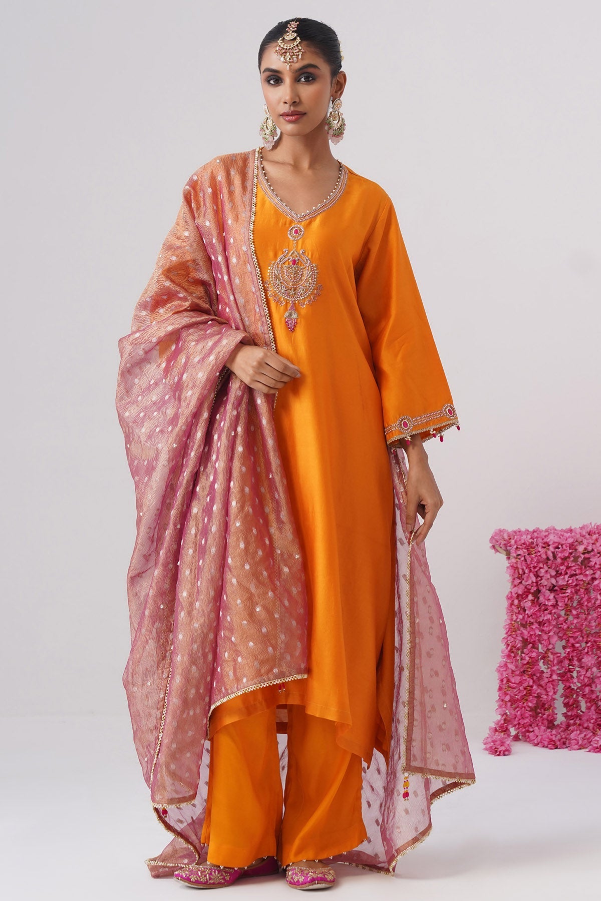 Buy Yellow Jewel Hanging Kurta Set for women by Ugna by Unnati online available at scrollnshops