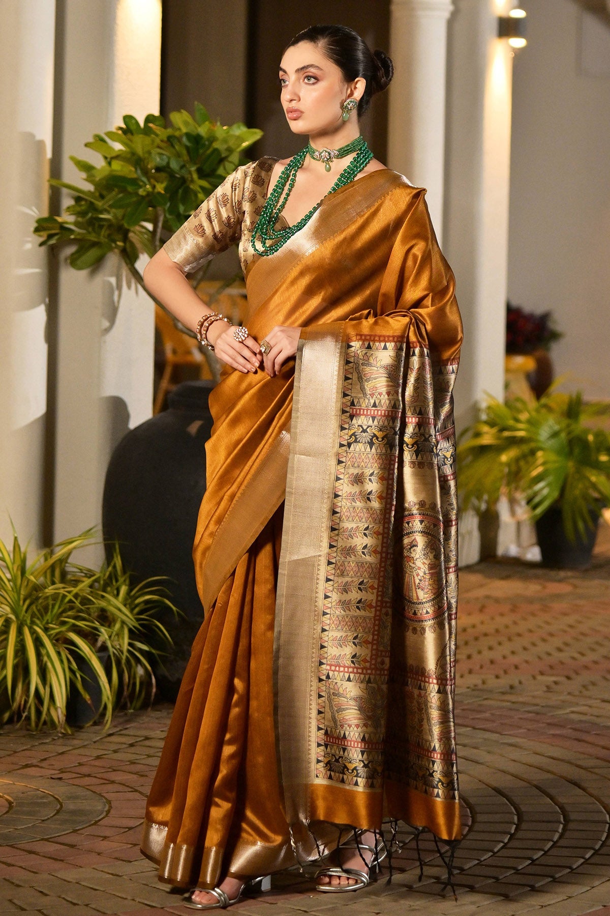 Buy Yellow Kalamkari Pallu Saree for women by Lili Lala Designer online available at scrollnshops