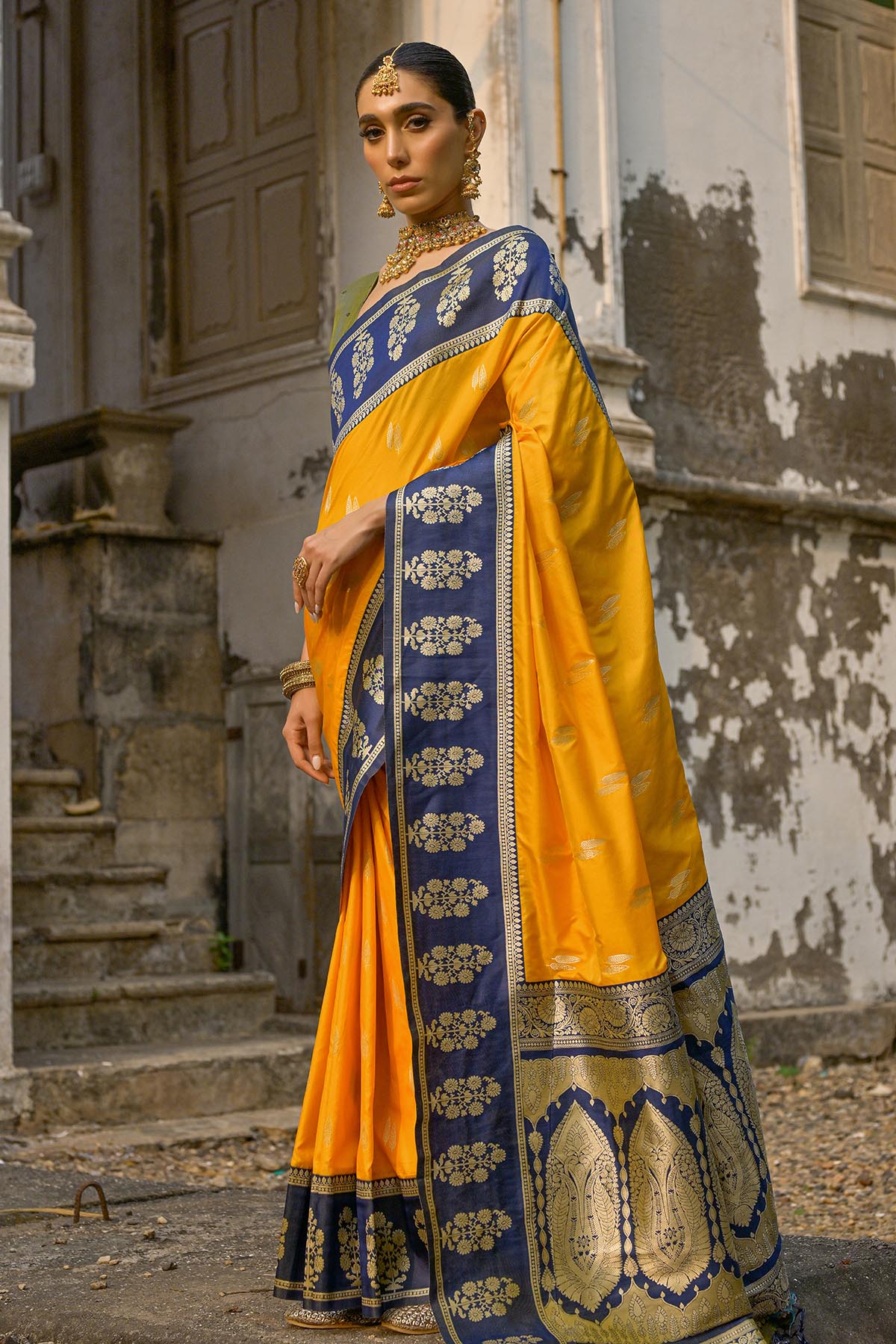 Yellow Kanchi Silk Zari Saree