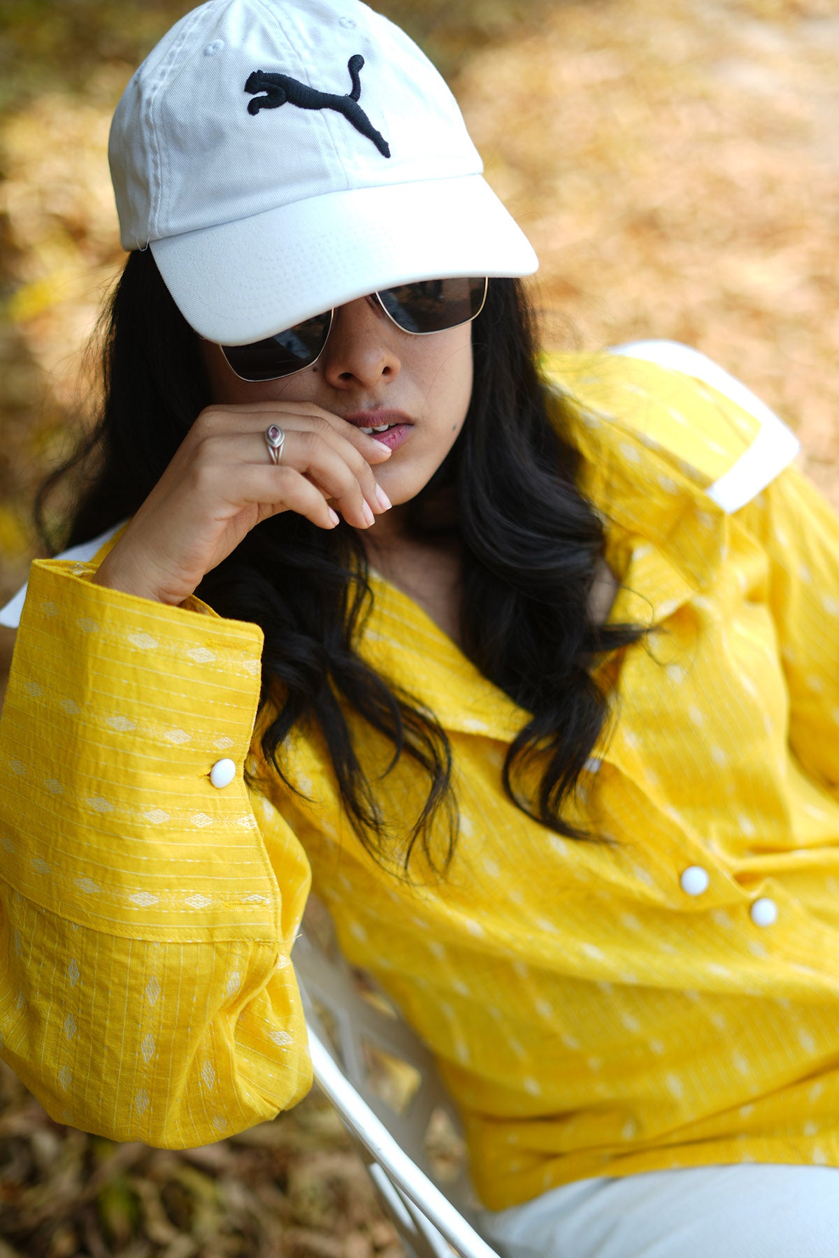 Yellow Kantha Work Cotton Shirt