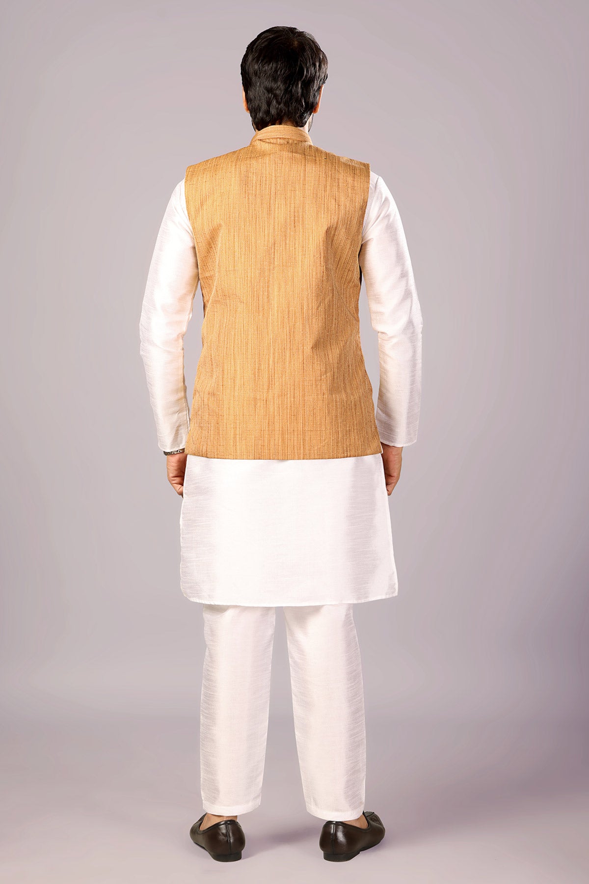Yellow Khadi Embroidered Bundi