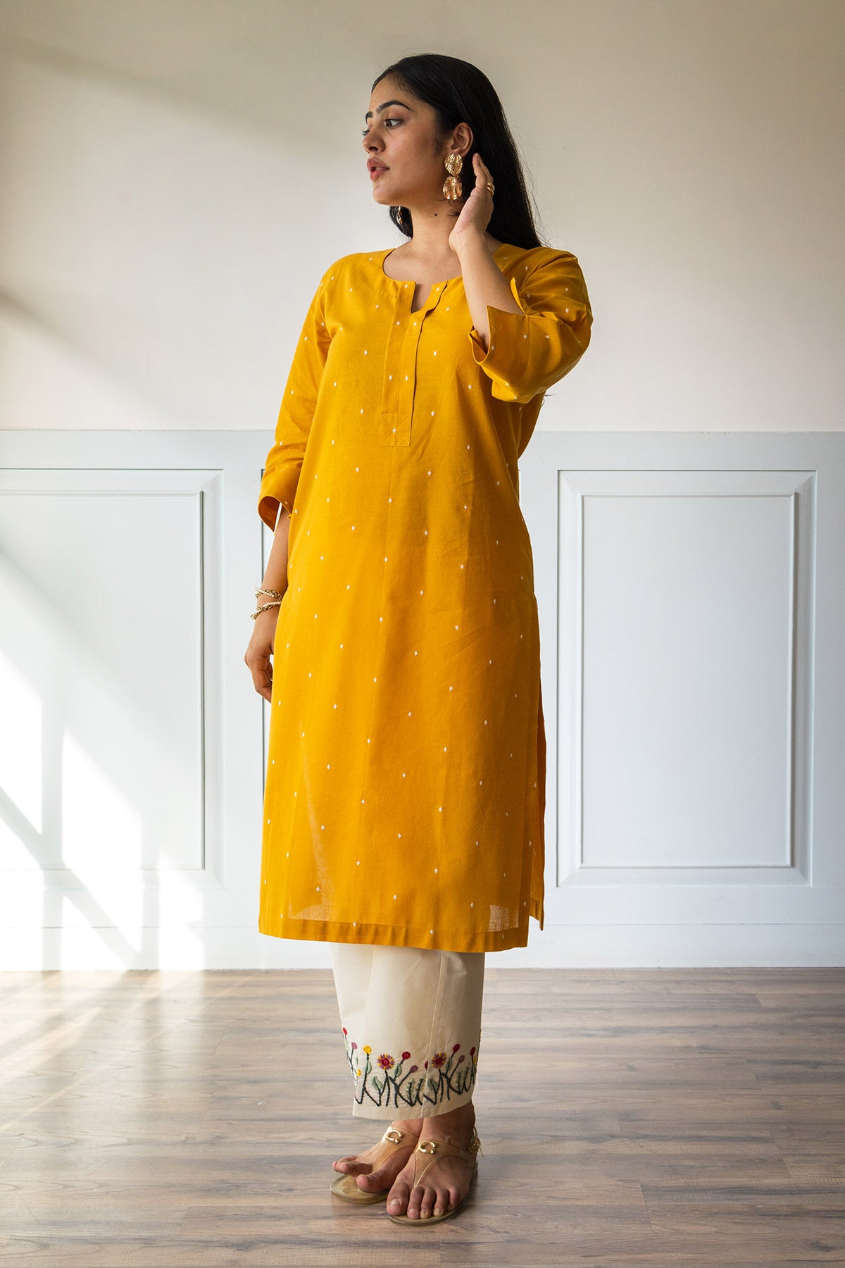 Yellow Kurta & Embroidered Pants