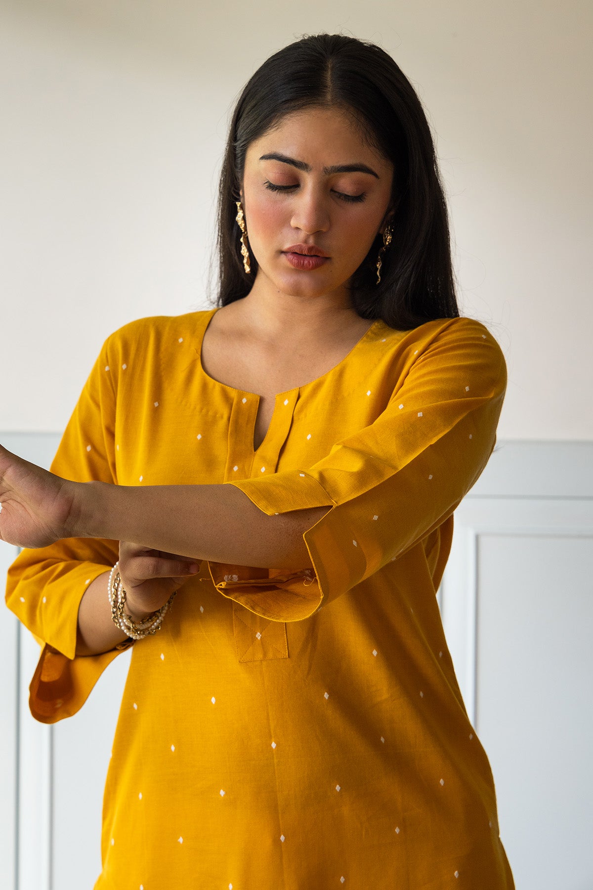 Yellow Kurta & Embroidered Pants