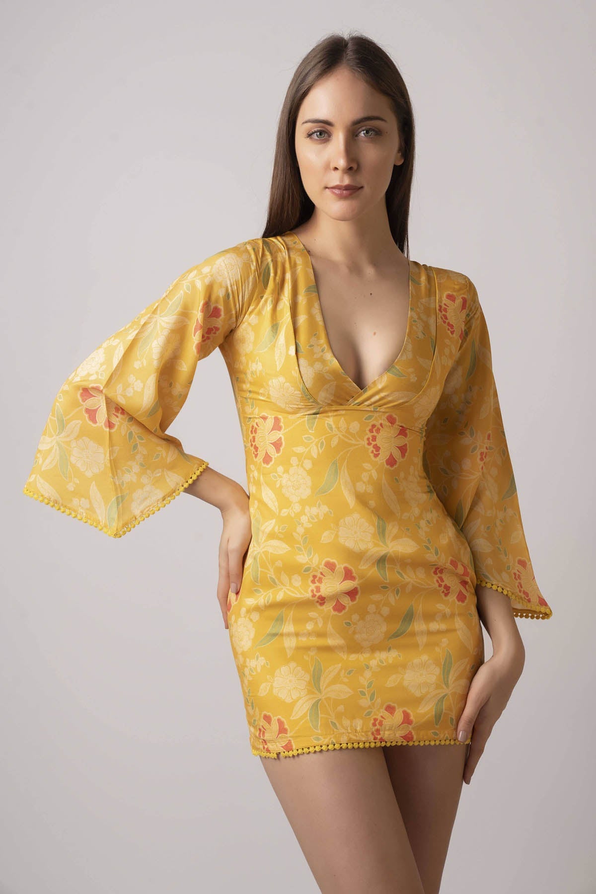 Buy Designer Yellow Lace Embellished Dress for Women Online