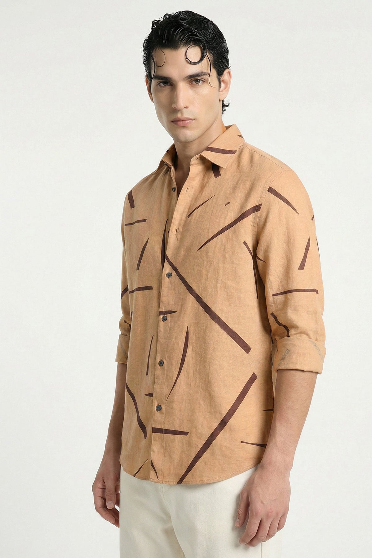 Yellow Linen Blend Detail Shirt