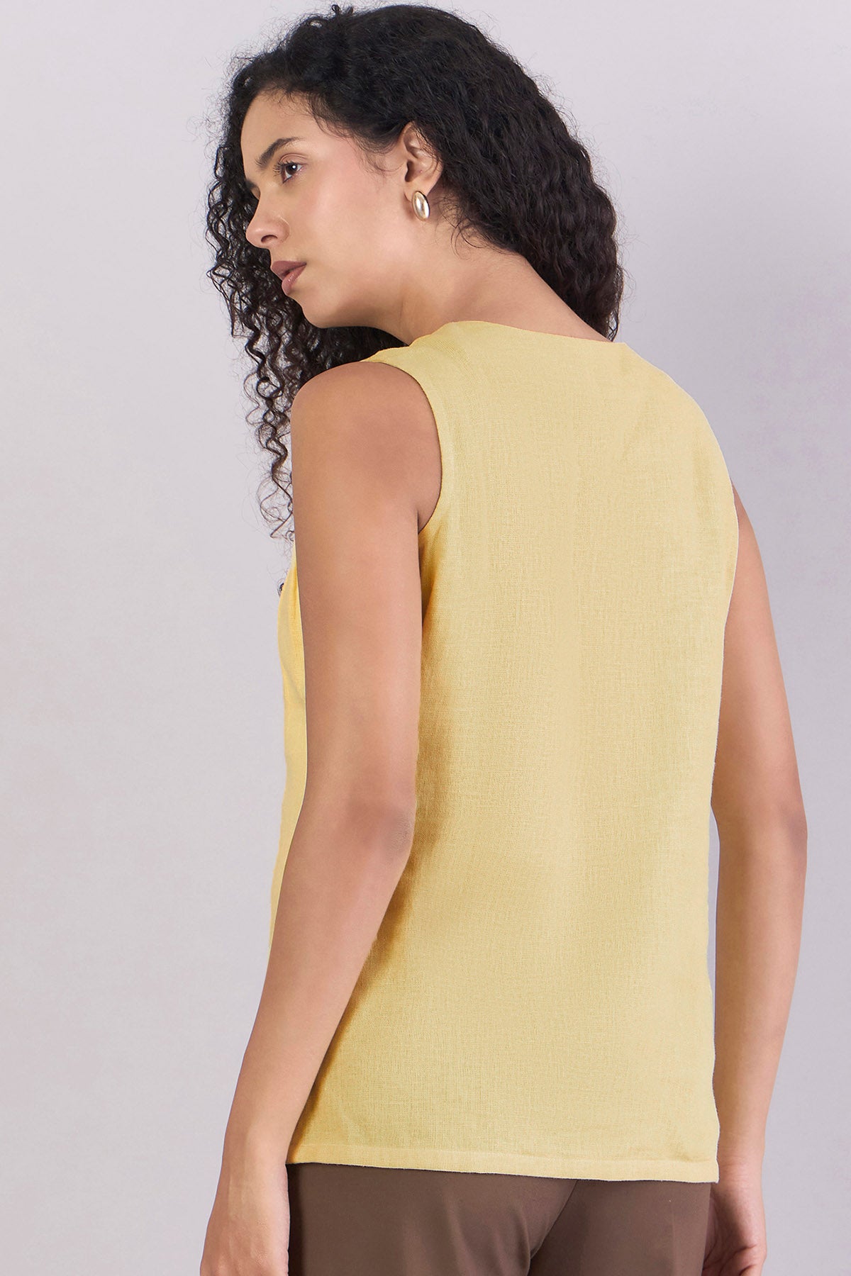 Yellow Linen Sleeveless Top
