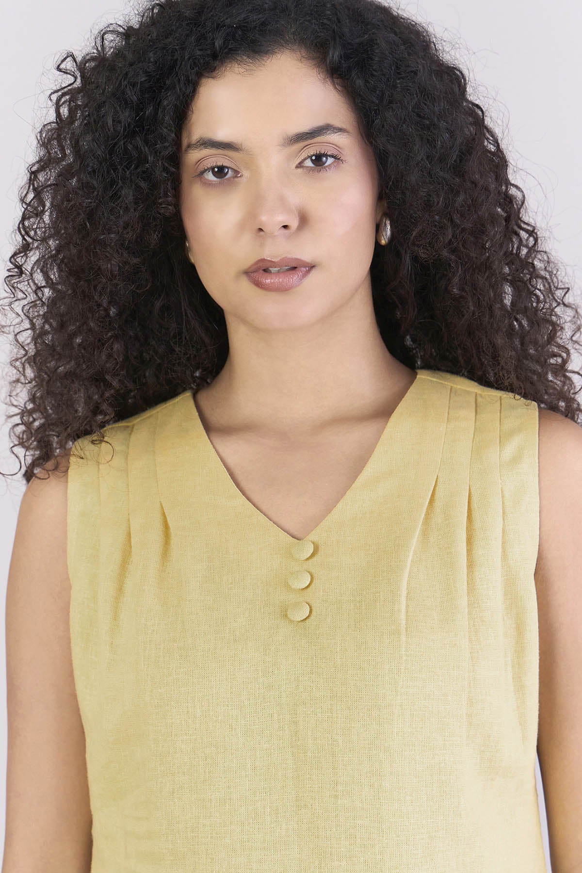 Yellow Linen Sleeveless Top