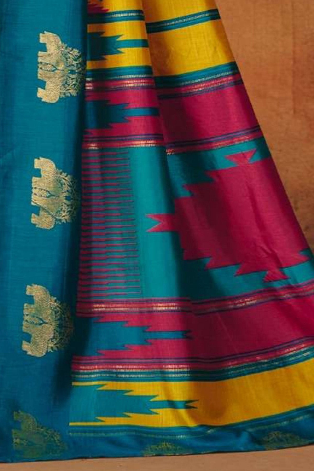 Yellow Manipuri Foil Work Saree