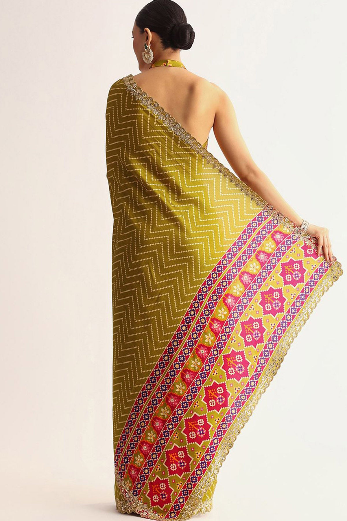 Yellow Manipuri Work Lace Saree