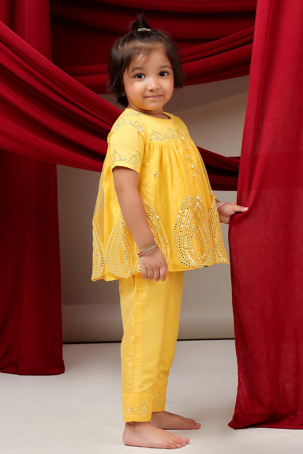 Yellow Mirror Work Fusion Set