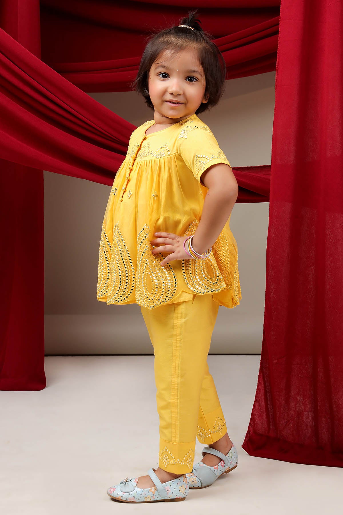 Yellow Mirror Work Fusion Set