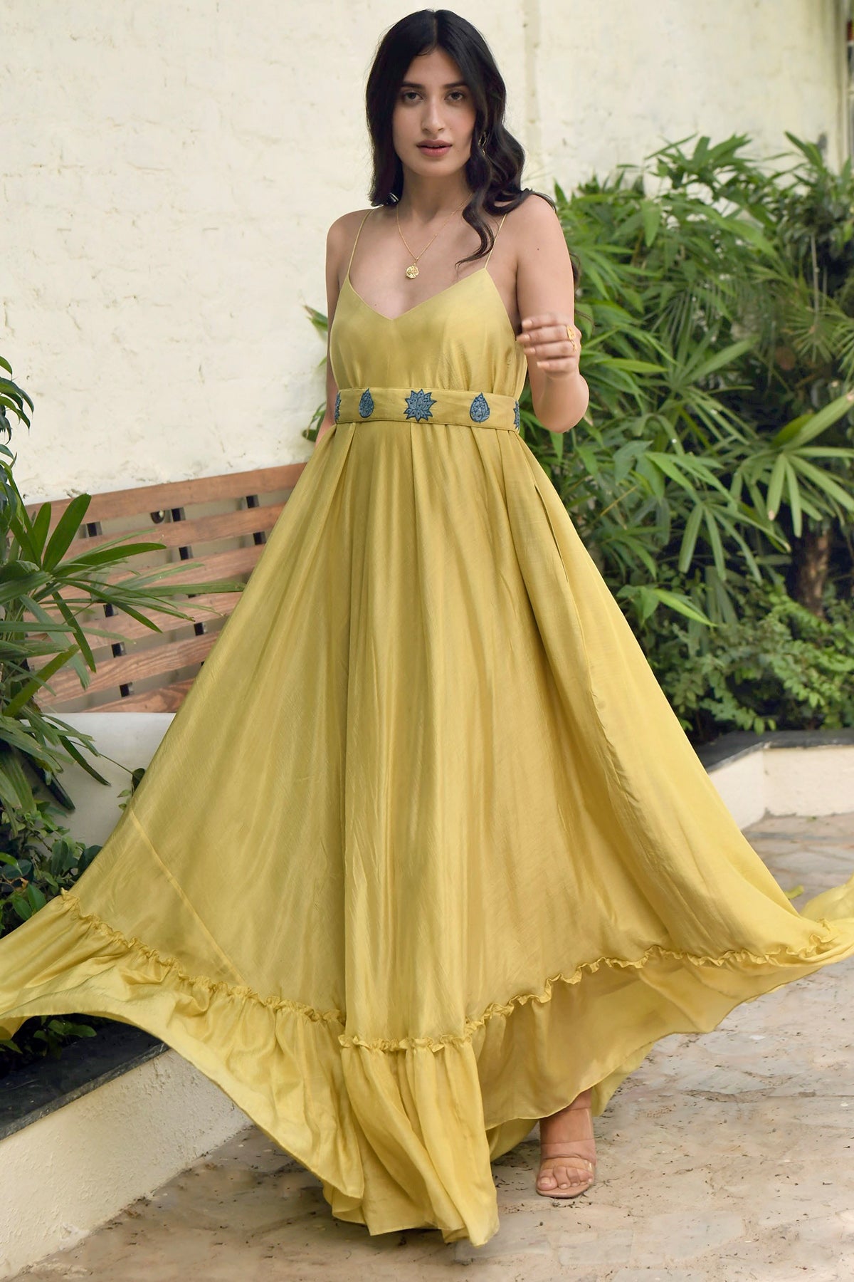 Yellow Modal Silk Maxi Dress