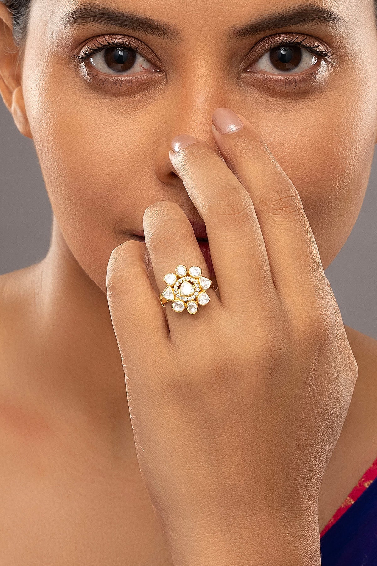 Buy Yellow Moissanite Floral Ring for women by Sica online available at scrollnshops