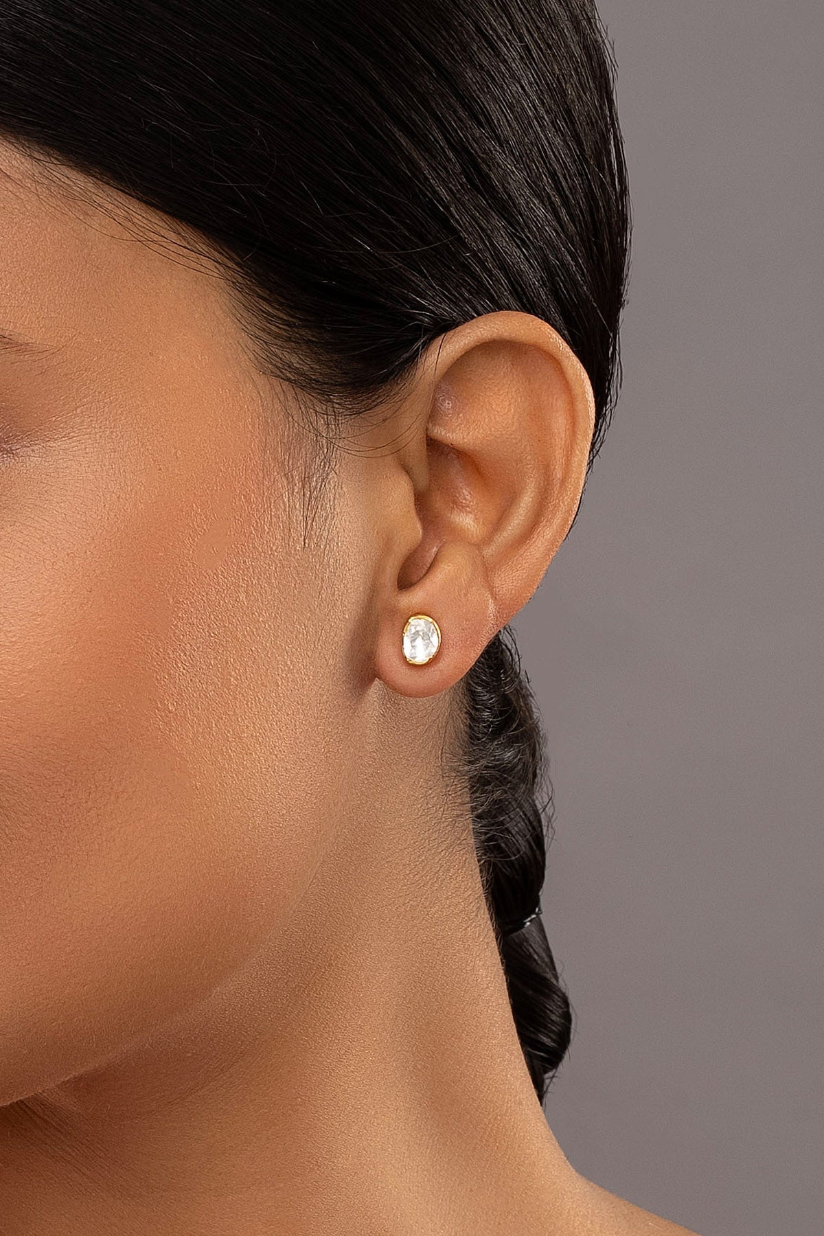 Buy Yellow Moissanite Polki Studs for women by Sica online available at scrollnshops