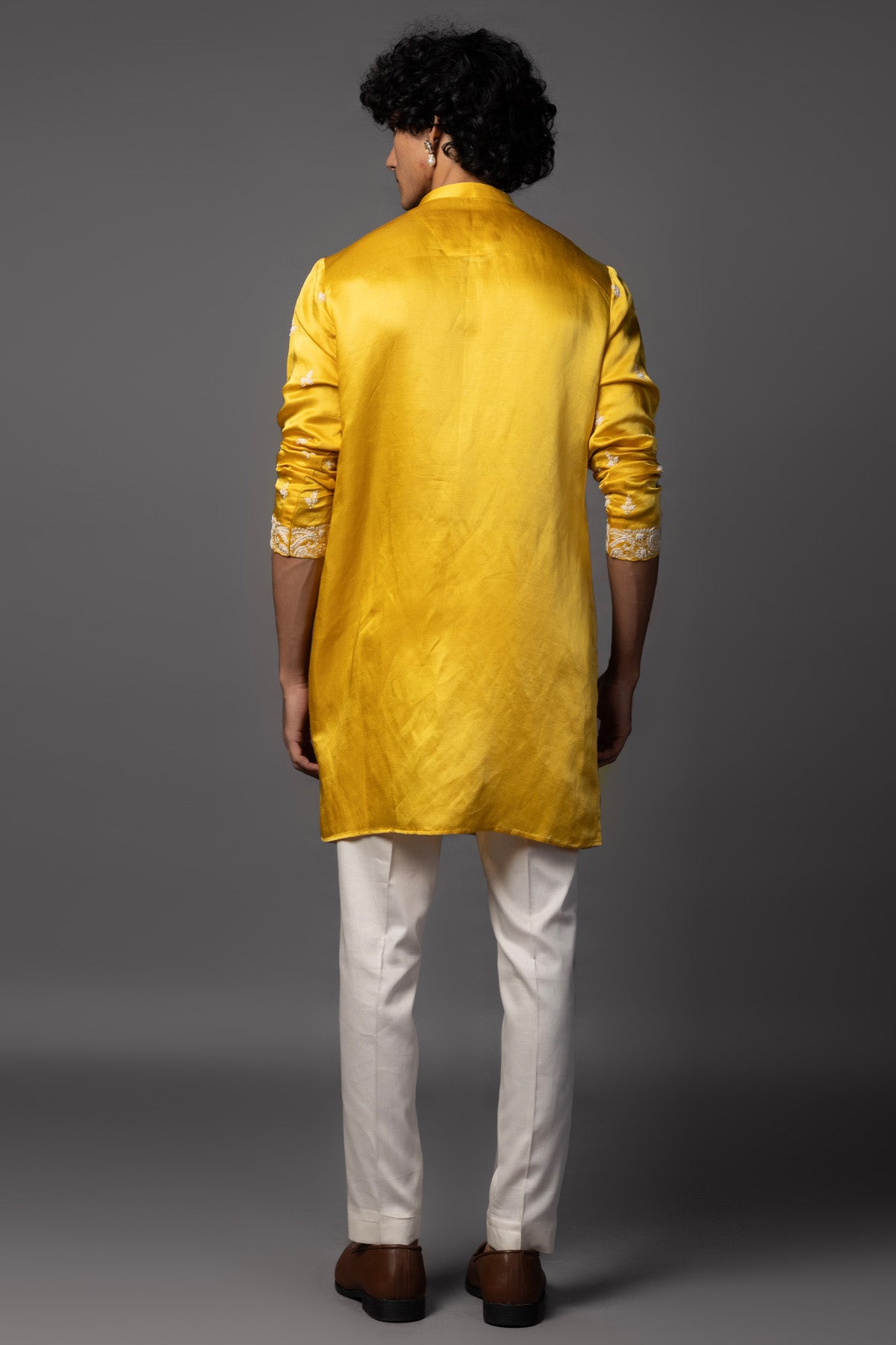 Yellow Moti & Thread Kurta Set