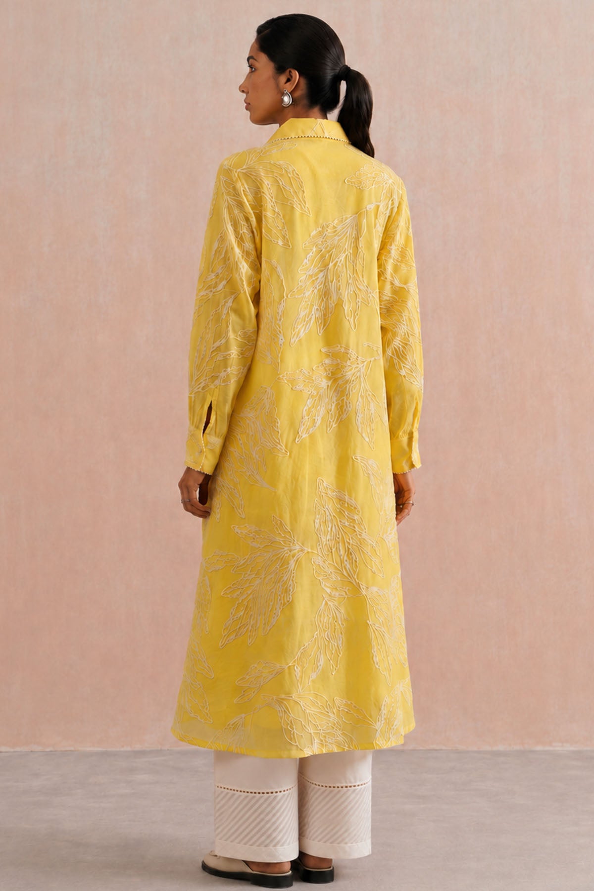 Yellow Mul Chanderi Kurta Pants