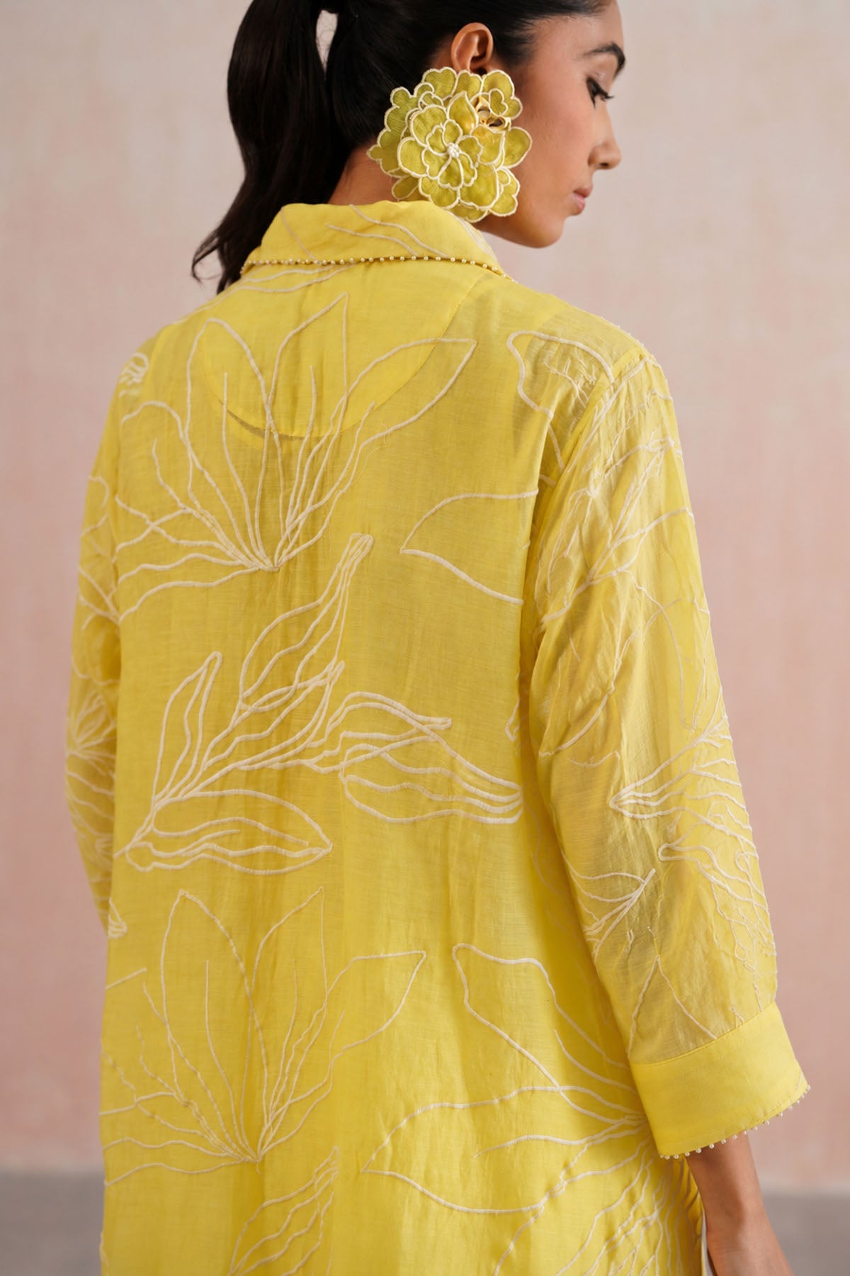 Yellow Mul Chanderi Kurta Pants