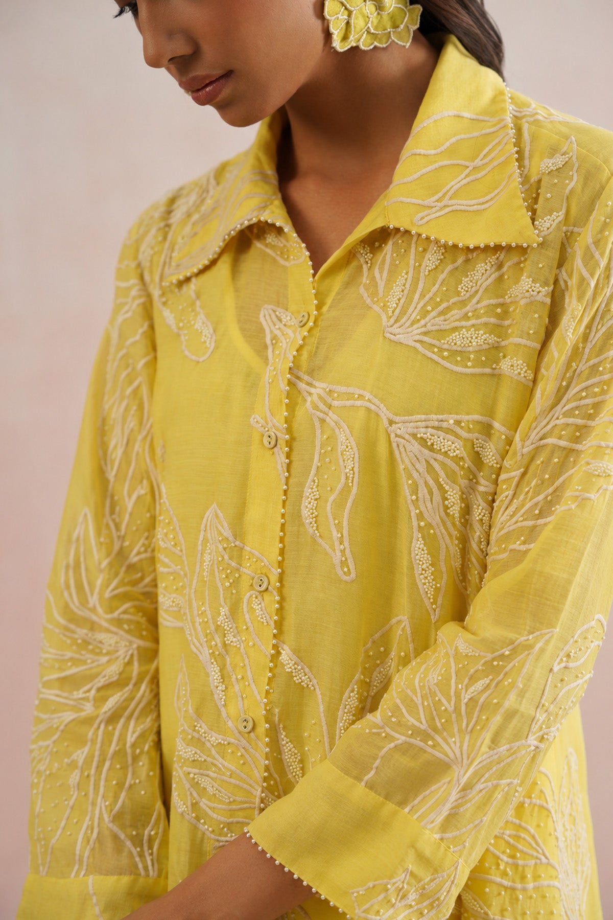 Yellow Mul Chanderi Midi Dress