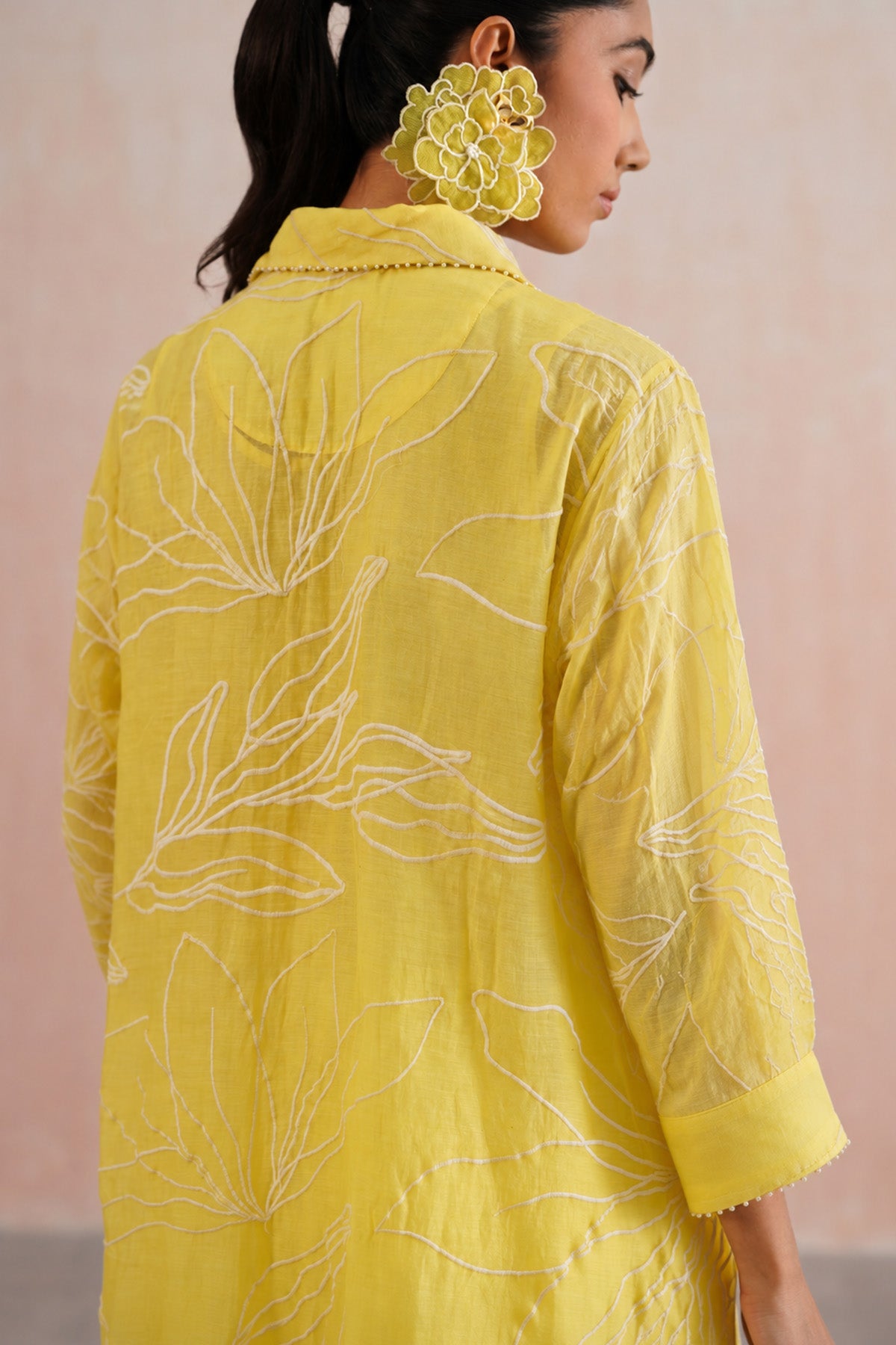 Yellow Mul Chanderi Midi Dress