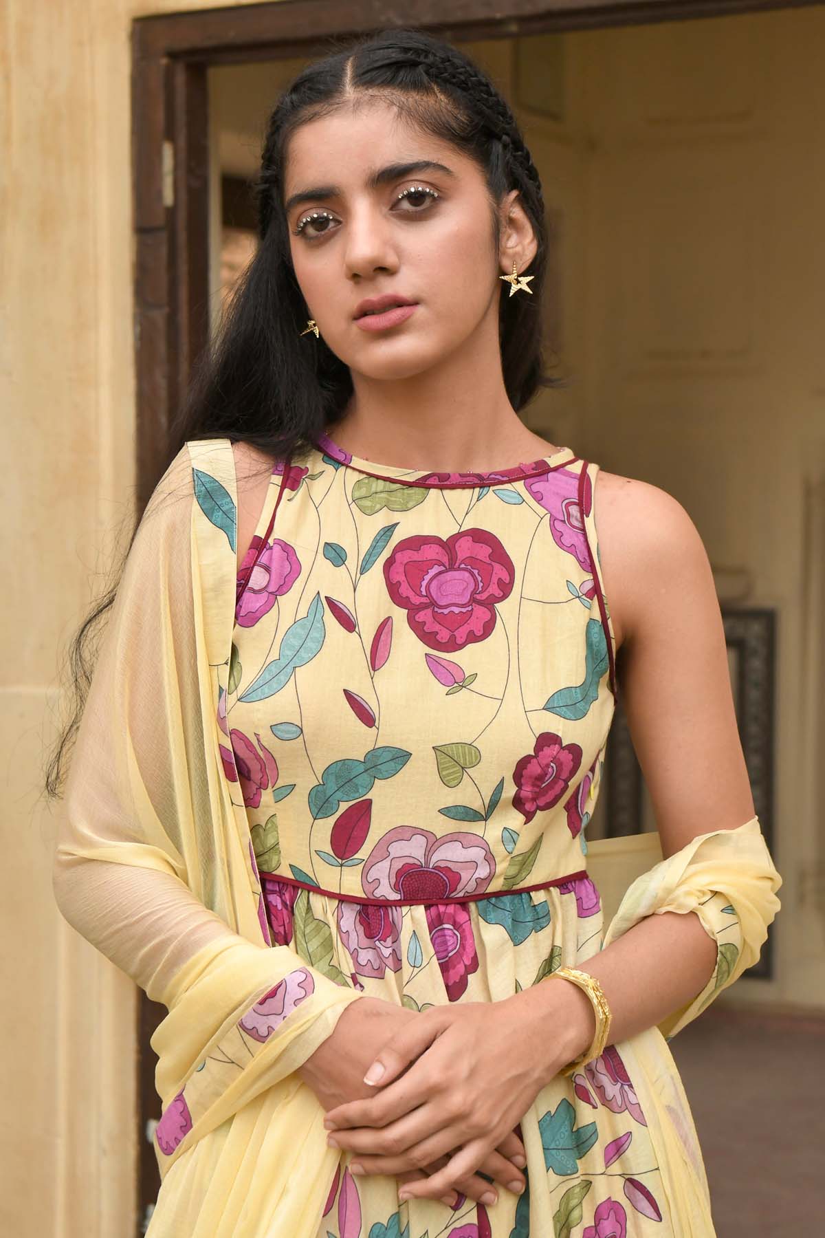 Yellow Mulmul Printed Kurta Set