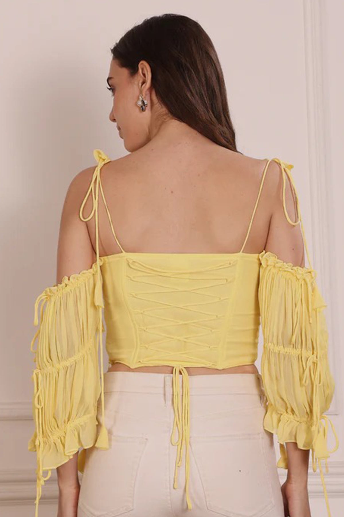 Yellow Off Shoulder Crop Top