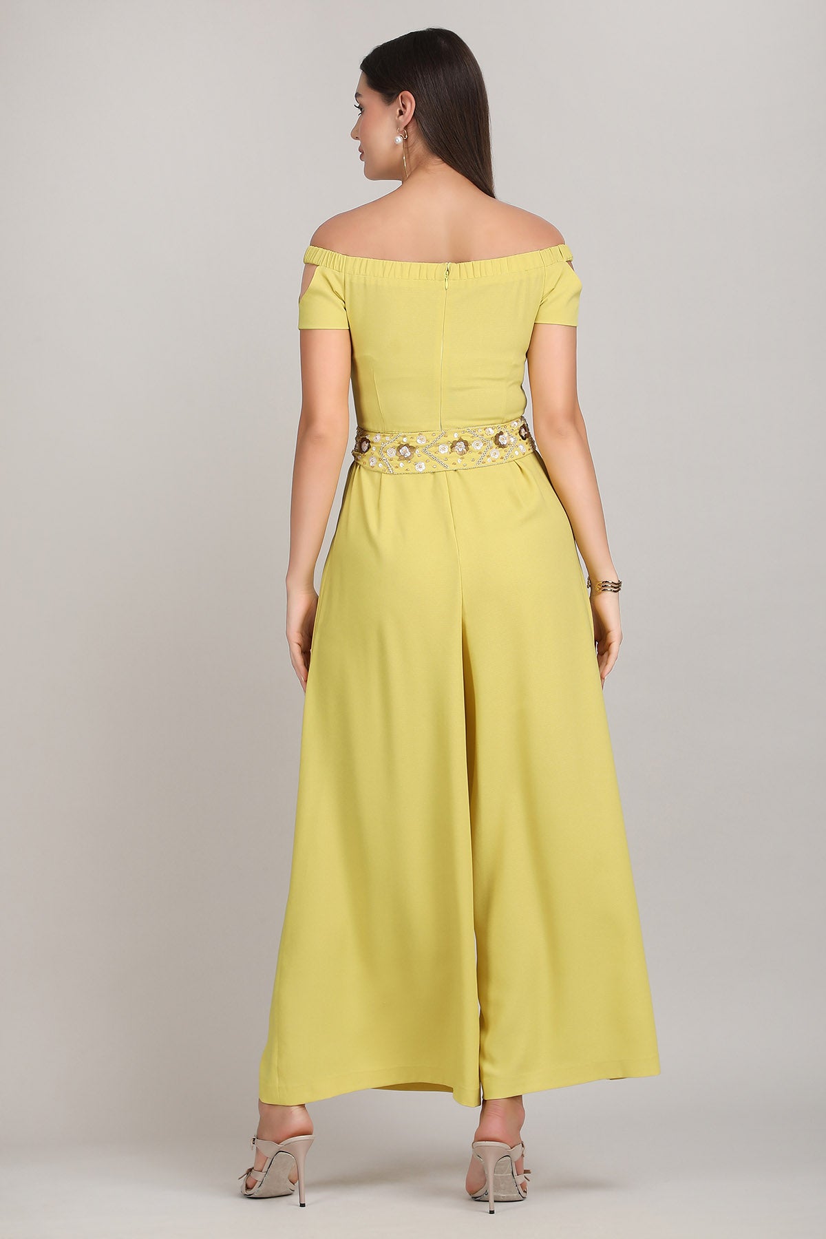 Yellow Off Shoulder Jumpsuit