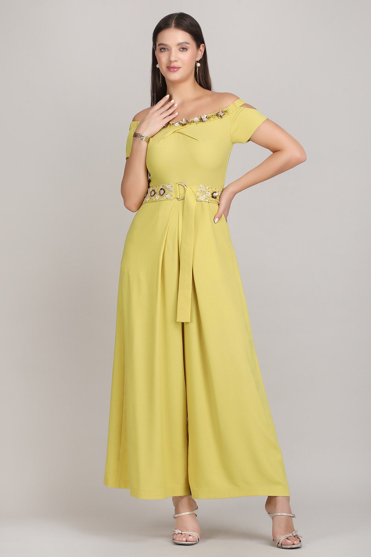 Yellow Off Shoulder Jumpsuit