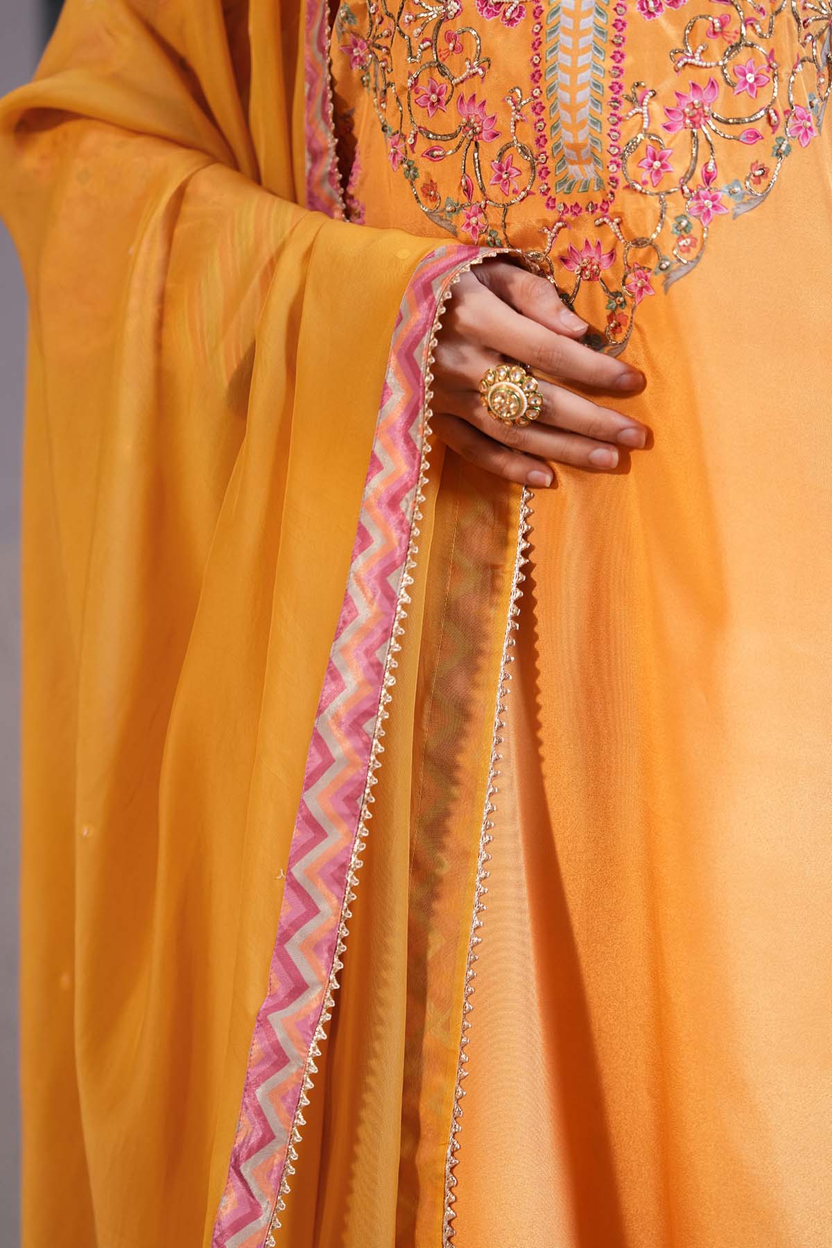 Buy Yellow Organza Sequins Dupatta by Ugna by Unnati for women online at ScrollnShops