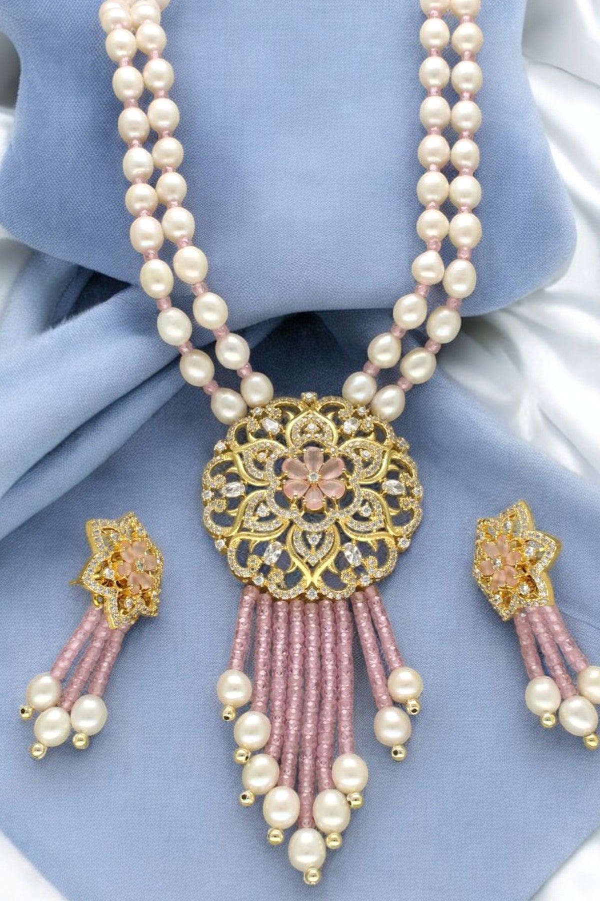 Yellow Oval Pearl Jewellery Set