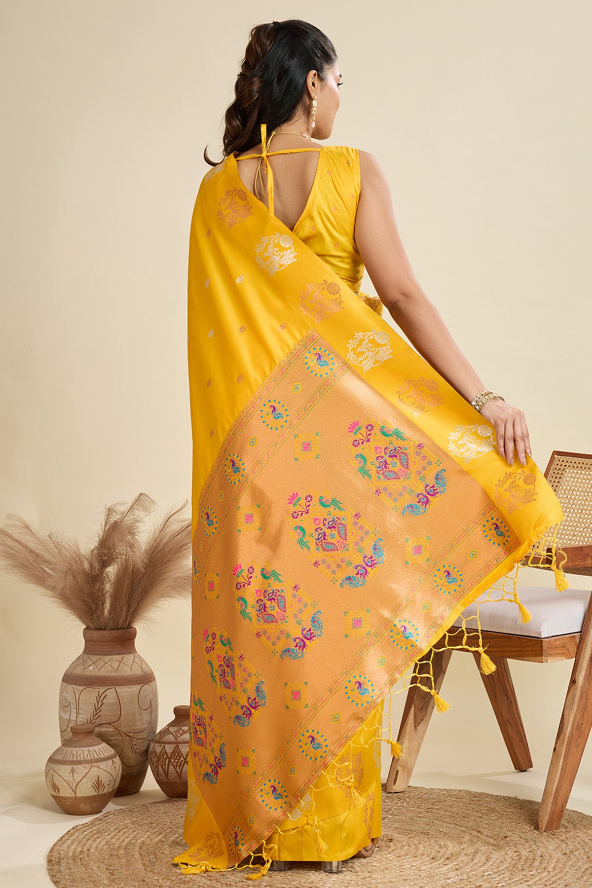 Yellow Paithani Saree & Blouse