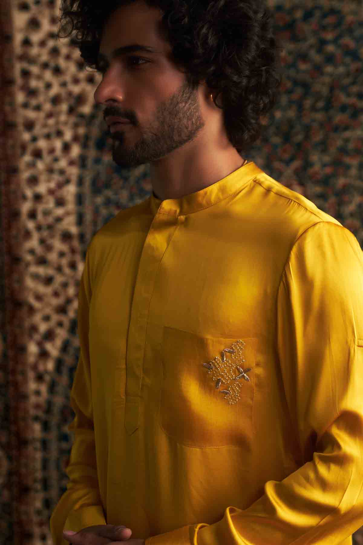 Yellow Pathani Kurta & Pyjamas