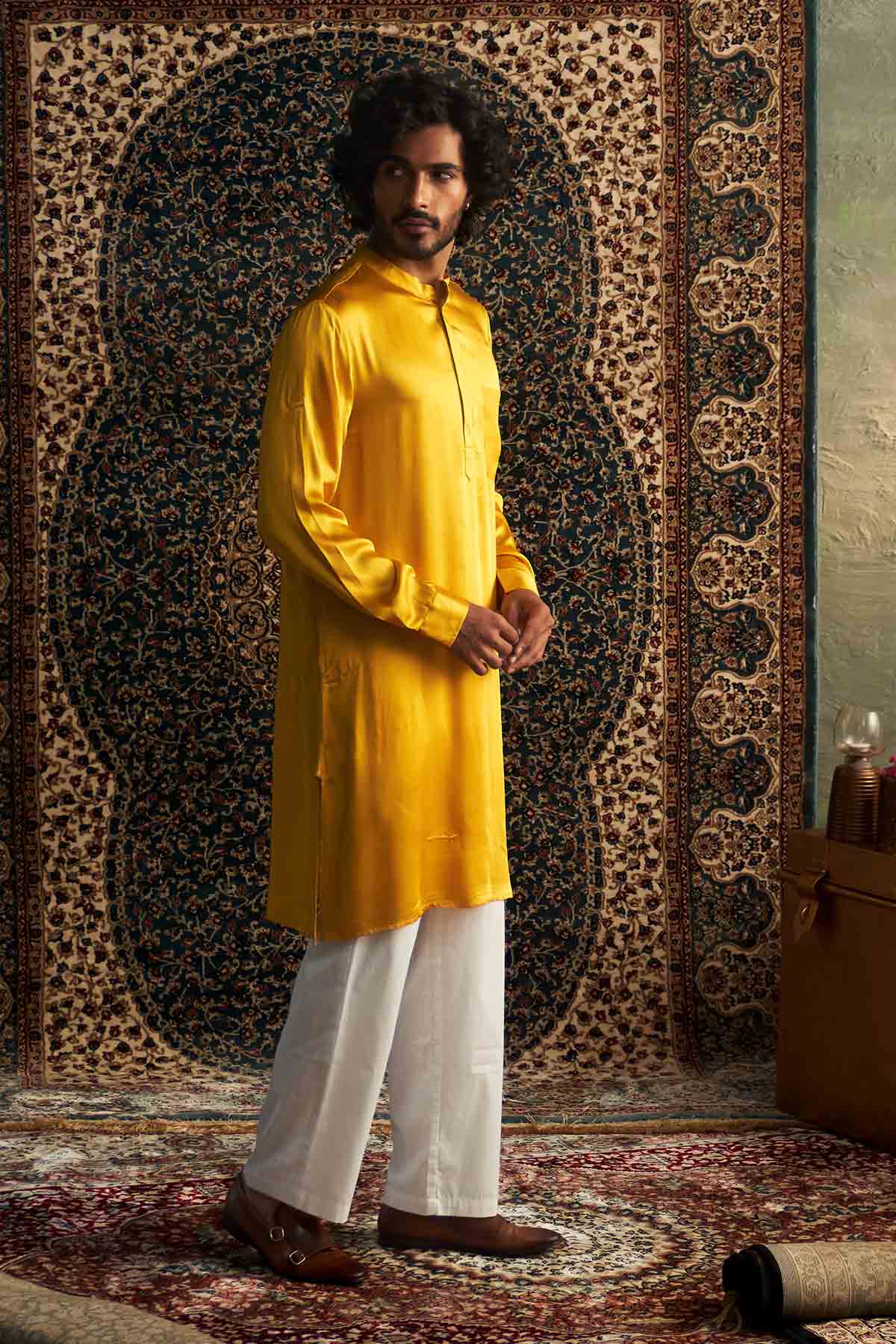 Yellow Pathani Kurta & Pyjamas