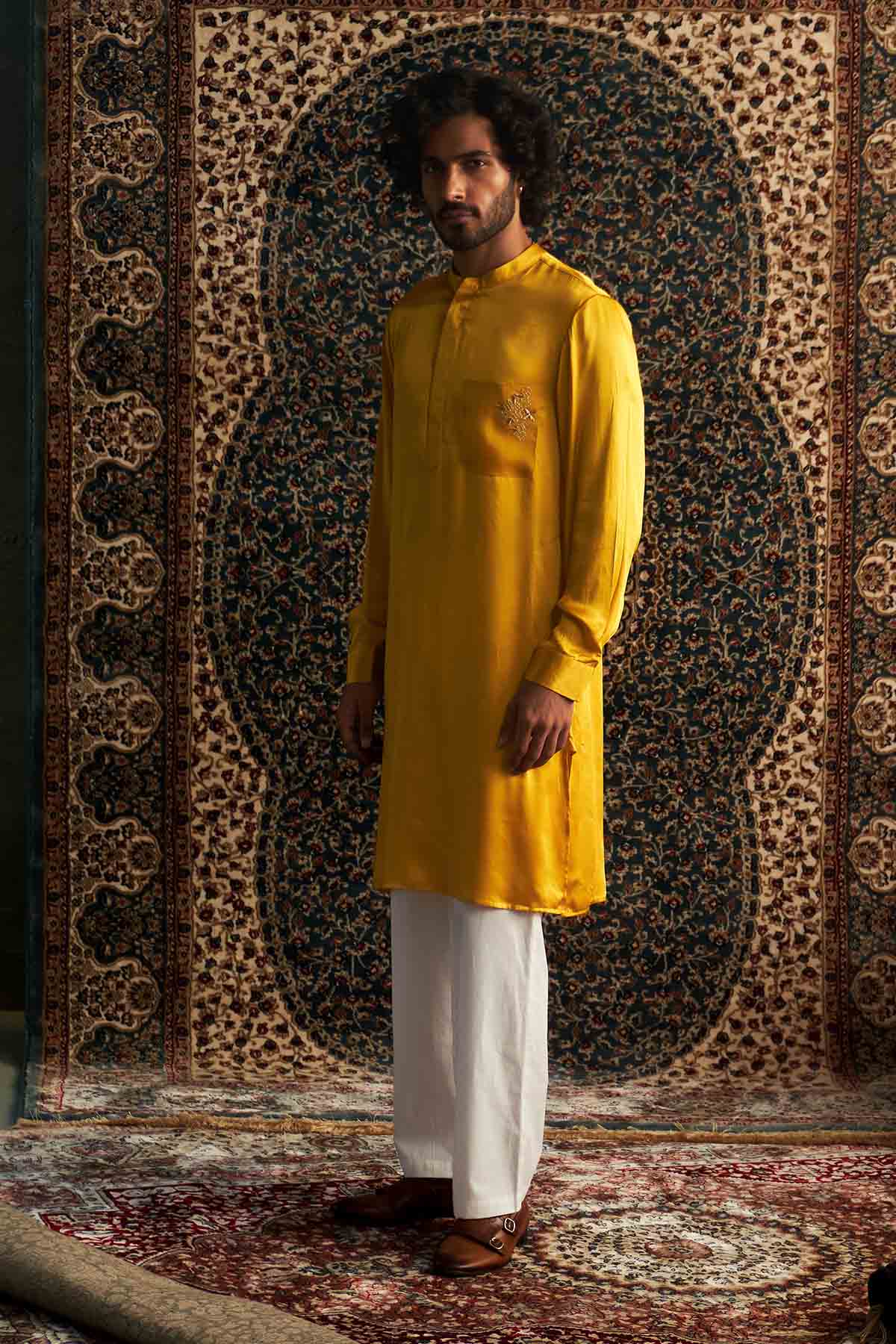 Yellow Pathani Kurta & Pyjamas