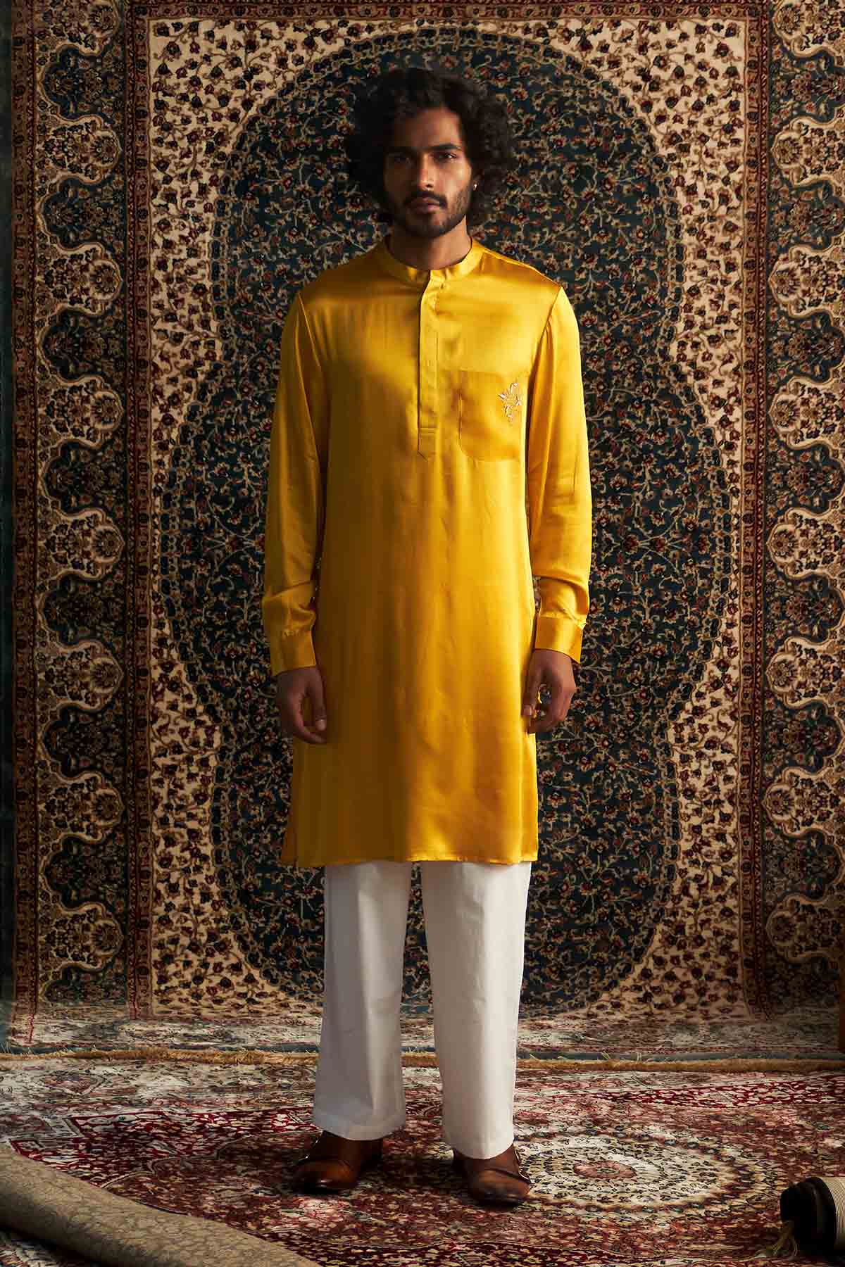 Buy Yellow Pathani Kurta & Pyjamas Online