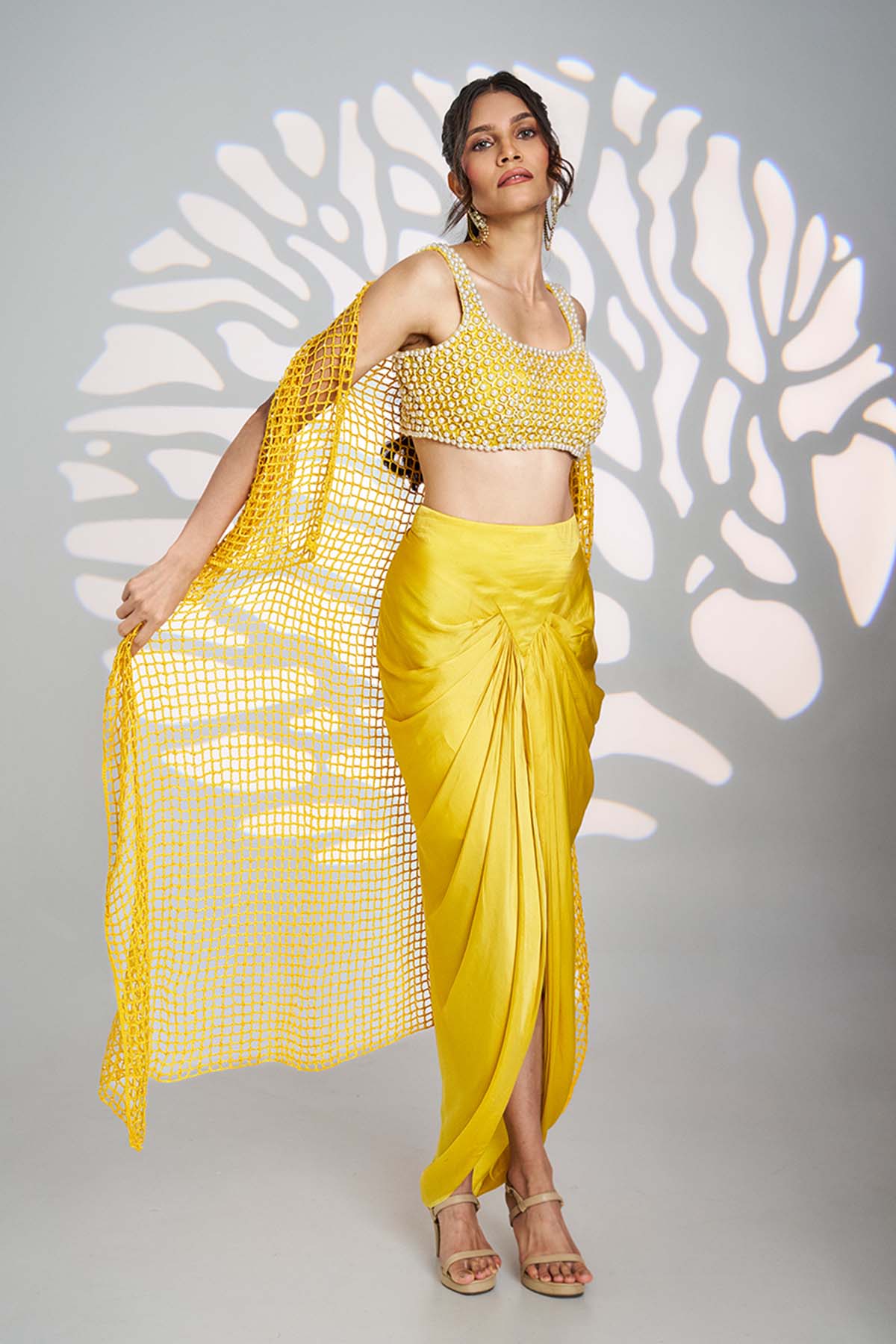 Yellow Pearl Indo-Western Set