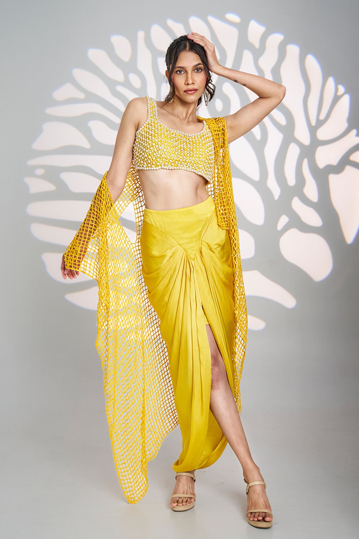 Yellow Pearl Indo-Western Set