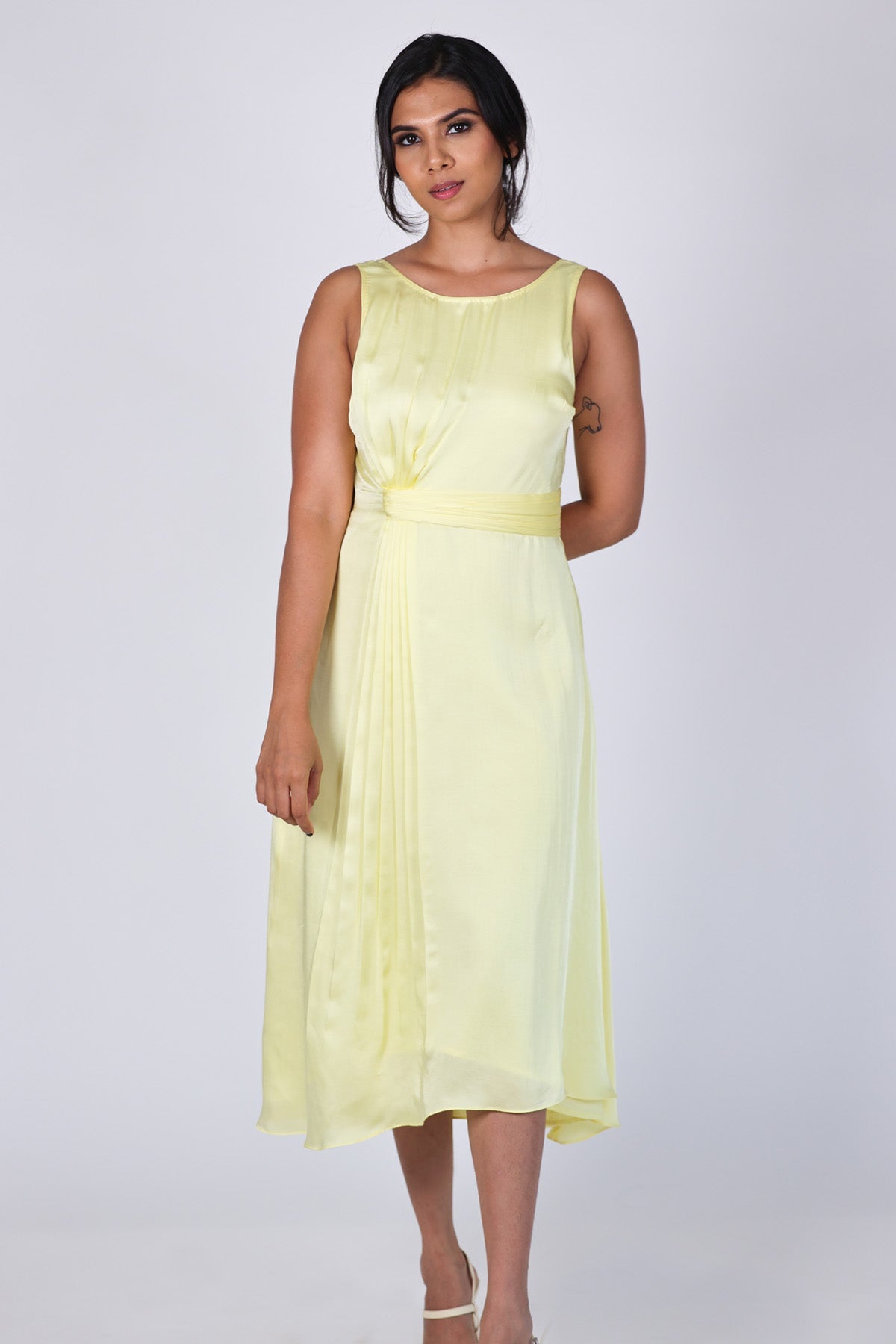 Buy Arya Giri Yellow Pleated High-Low Dress
