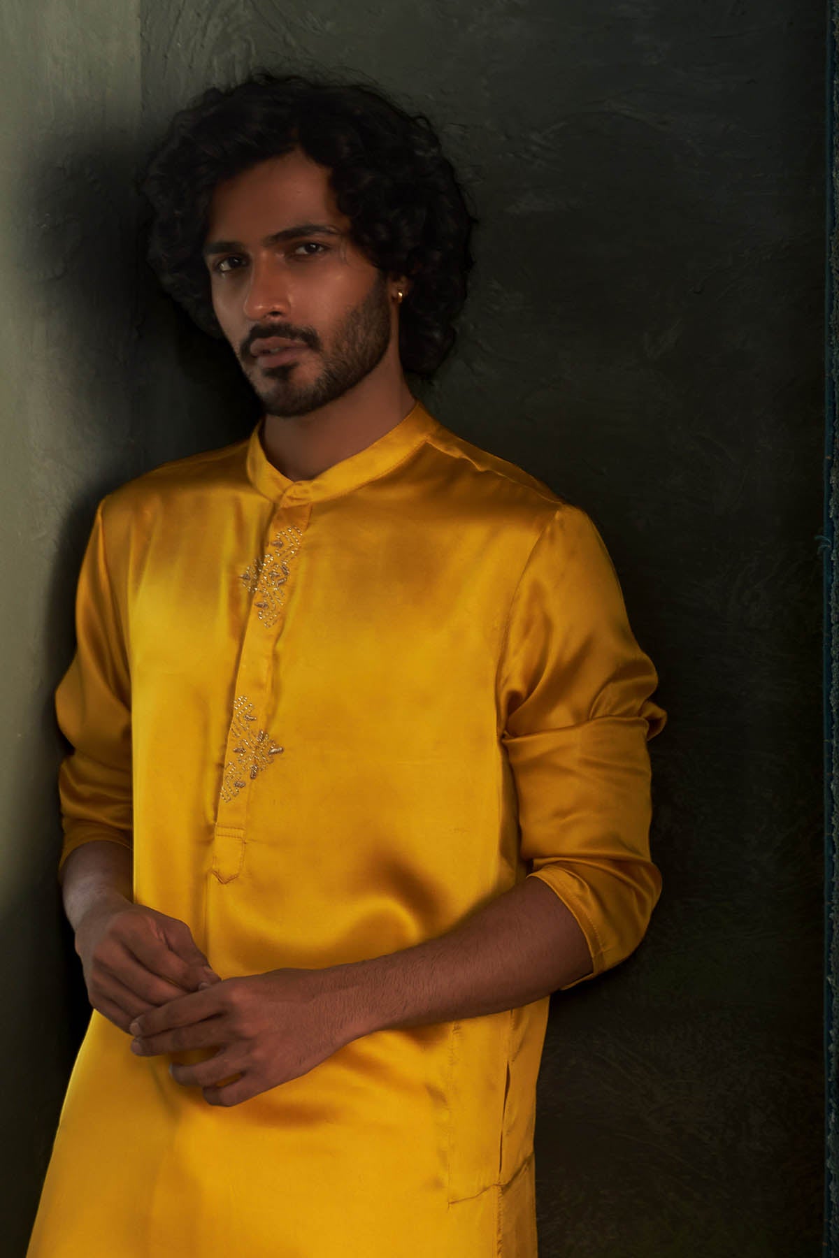 Yellow Pocket Kurta & Trousers