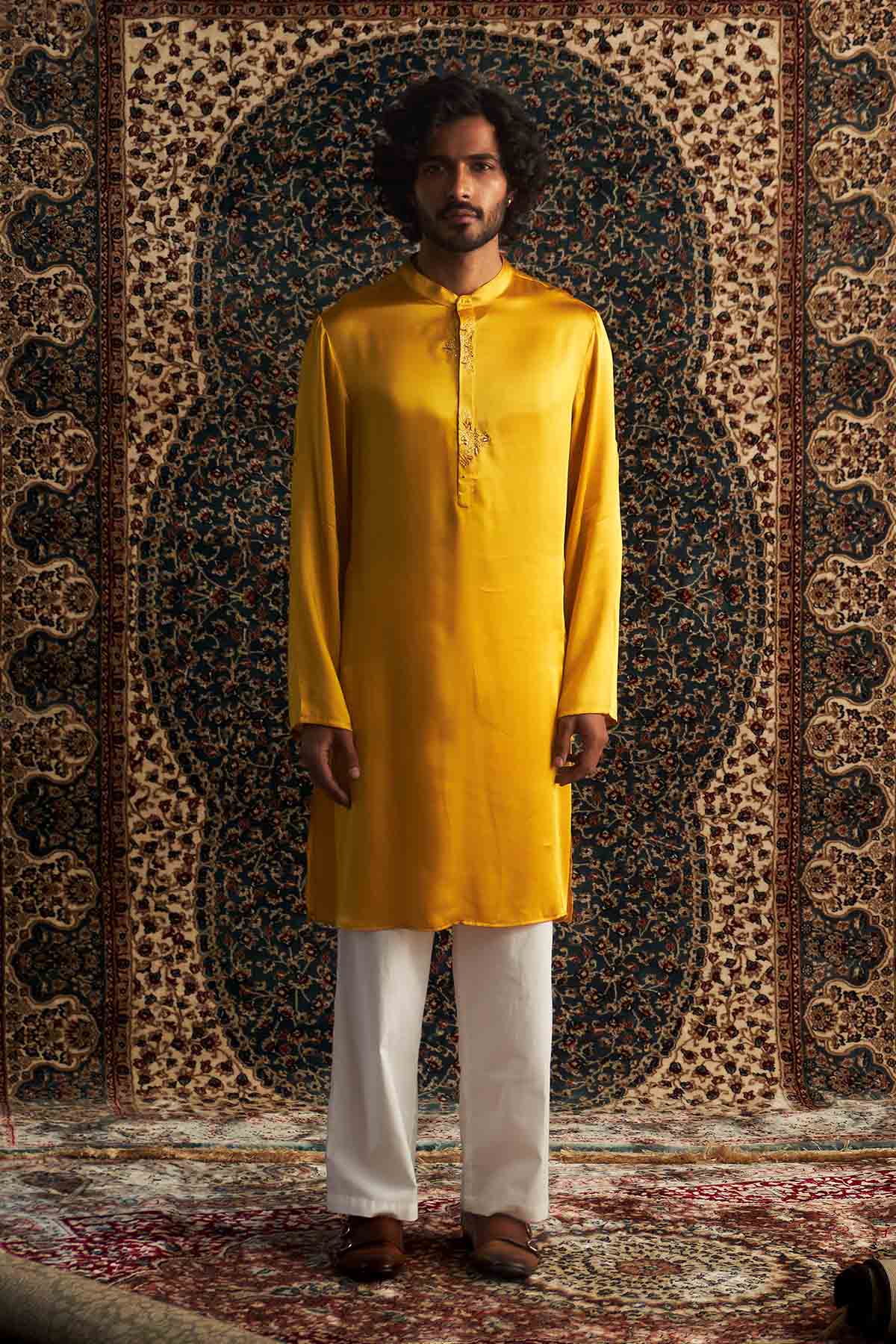 Buy Yellow Pocket Kurta & Trousers Online
