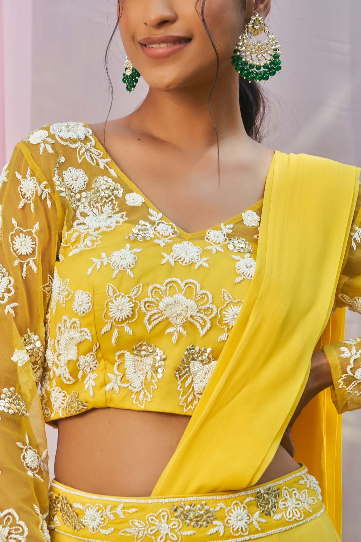 Yellow Prestitch Saree & Blouse
