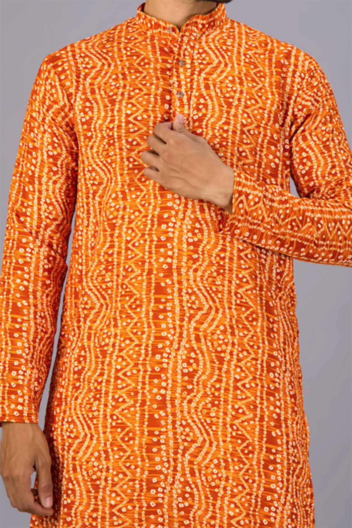 Yellow Print Bandhani Kurta Set
