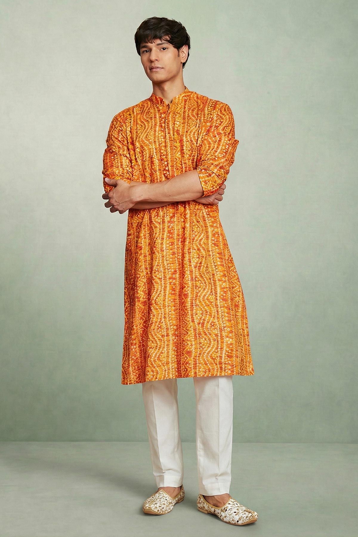 Buy Yellow Print Bandhani Kurta Set for women by Priyanka Jain online available at scrollnshops