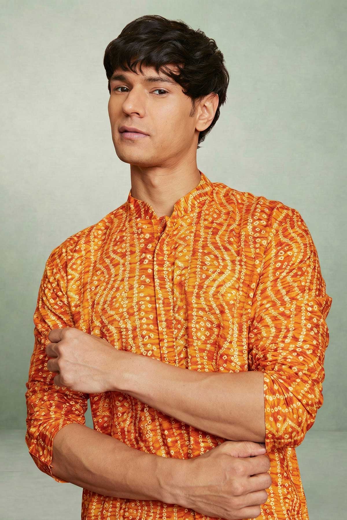 Yellow Print Bandhani Kurta Set