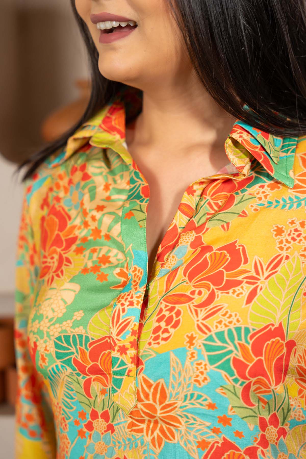 Yellow Print Collar Co-ord Set