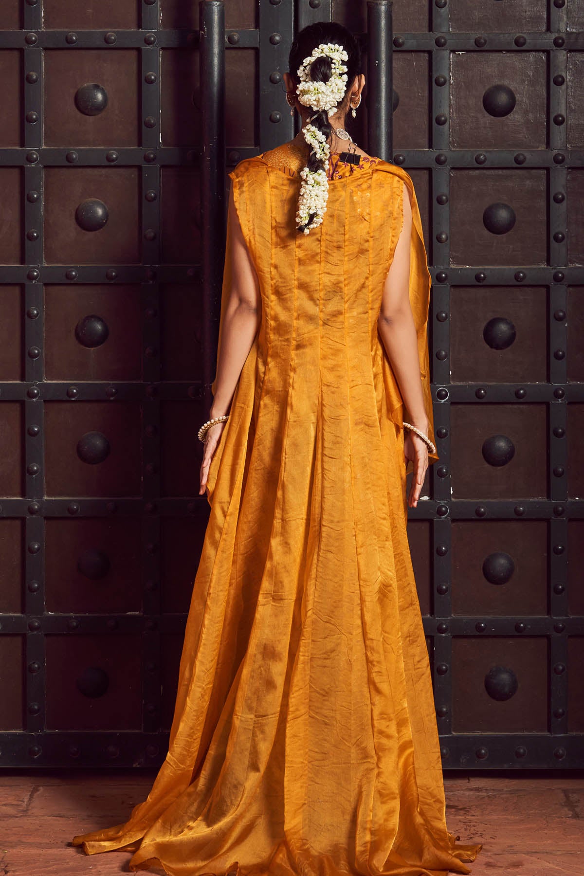 Yellow Print Indo-Western Set