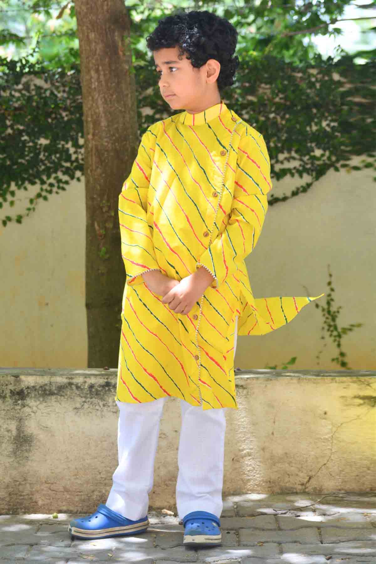 Yellow Printed Kurta & Pants